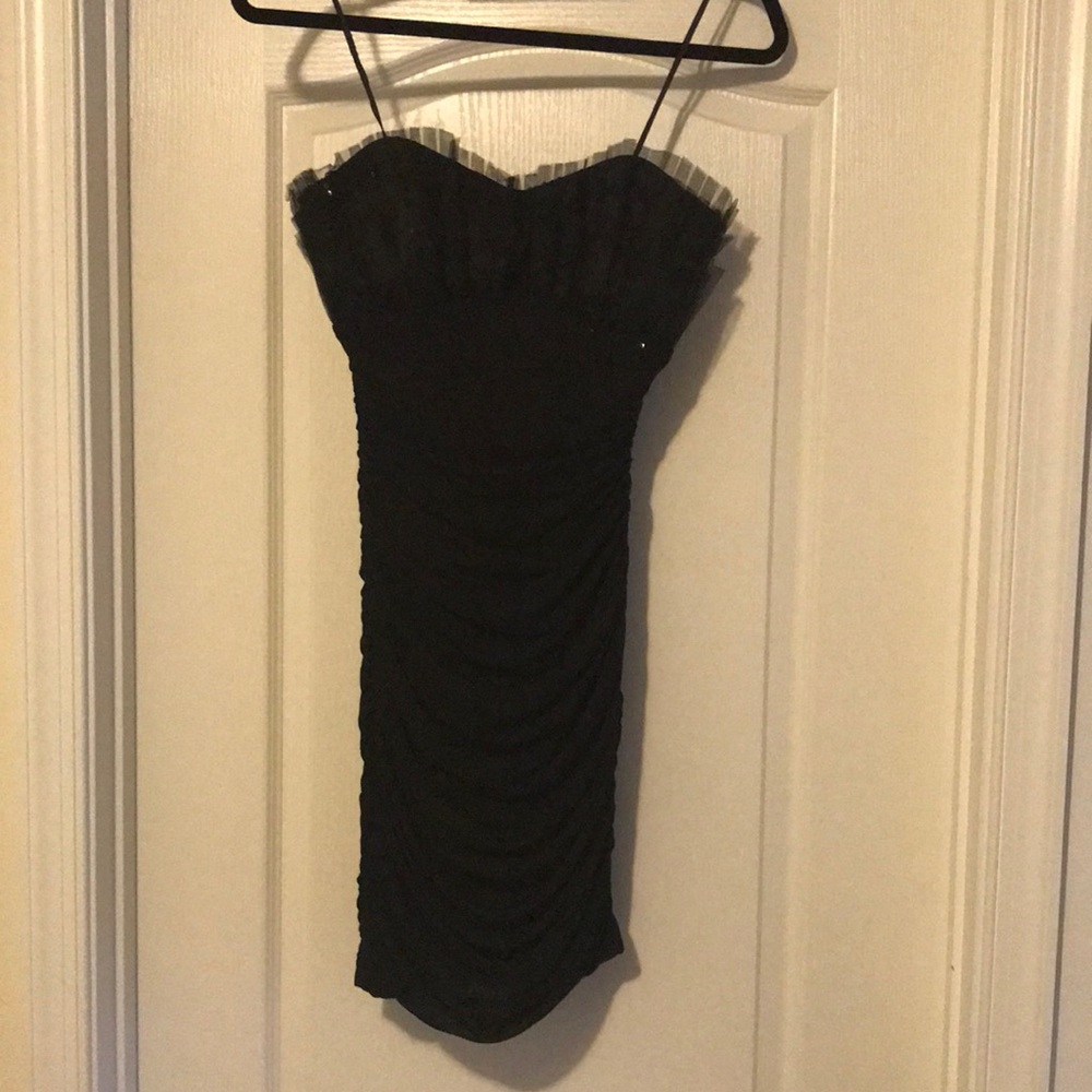 Super sexy bodycon Mark and James Badgley Mischka black mini dress